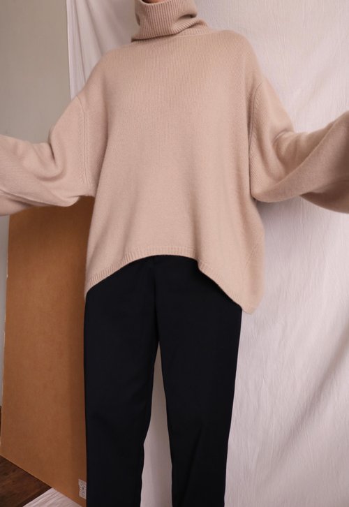 Liv Sweater cashmere off-shoulder wool sweater sand color - Shop ...