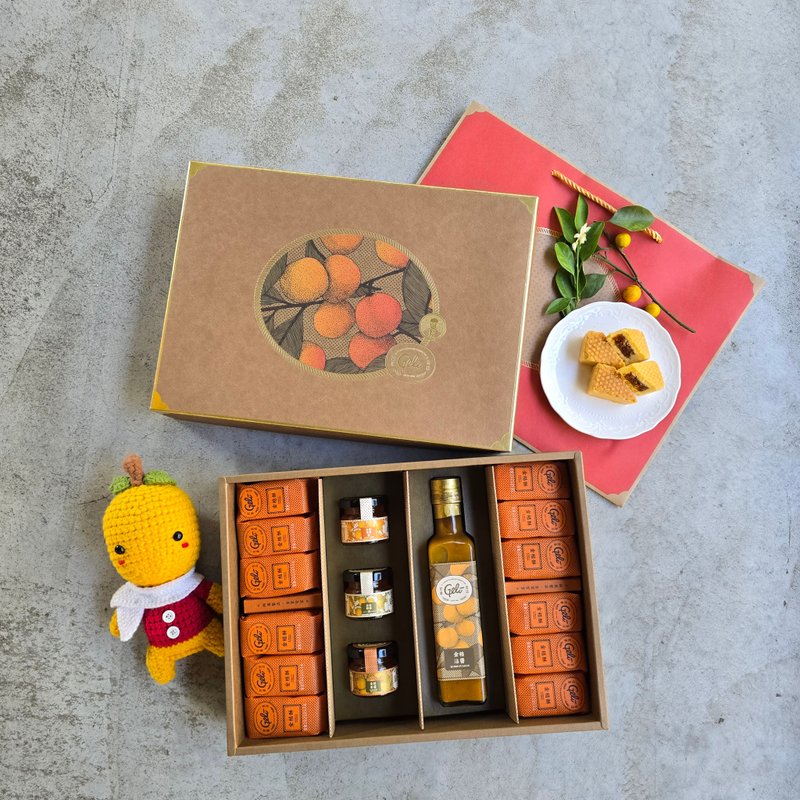 New Year Ju Feng Gift Box LC3 (kumquat cake*12 pieces + mixed jam*3 pieces + optional combination)-with carrying bag - Cake & Desserts - Fresh Ingredients 