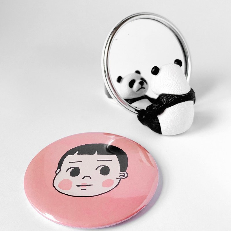 KIKIX Panda 75mm Portable Round Makeup Mirror - อุปกรณ์แต่งหน้า/กระจก/หวี - พลาสติก 