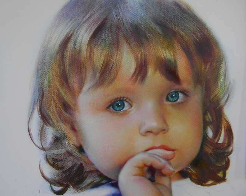Custom portrait painting from photo, painting oil on paper, Dry Brush technique - 似顏繪/客製畫像 - 紙 