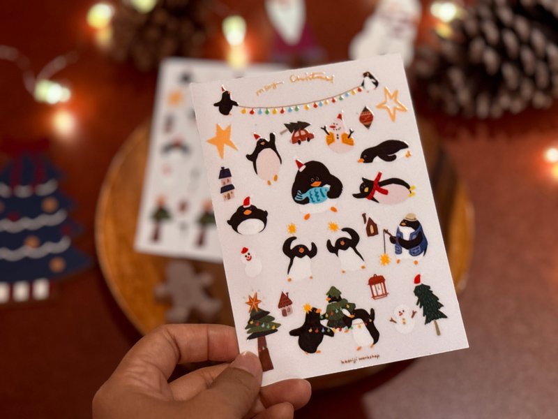 Best-Selling New Arrival_ new Christmas Penguin Crystal Transfer Decals - Stickers - Other Materials Blue