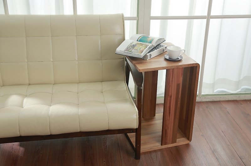 Handmade solid wood/teak integrated bedside table - Wood, Bamboo & Paper - Wood Brown