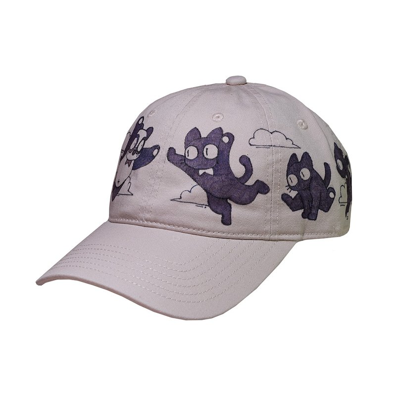 【獨家/不撞帽】CaTwo貓2- 原創角色手繪帽(雙向奔赴系列)-卡其 - 帽子 - 棉．麻 卡其色