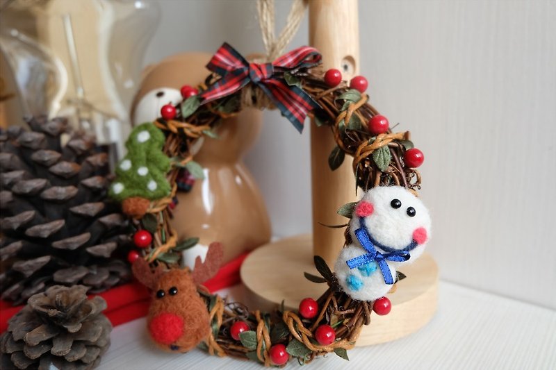 sleeping Original handmade Christmas confession I love you [Christmas wreath] - Charms - Wool Multicolor