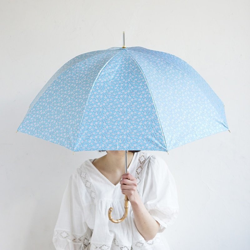 竹把 UV防護手開式長傘 條紋 紫外線99.9%防護 晴雨兩用 日傘 - 雨傘/雨衣 - 防水材質 藍色
