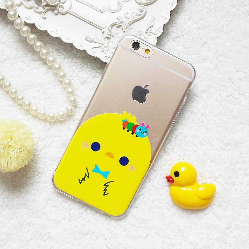 yellow Chick chicken animal Pattern Clear TPU Phone case iphone x 8 7 plus S9 S8 - เคส/ซองมือถือ - ซิลิคอน สีใส