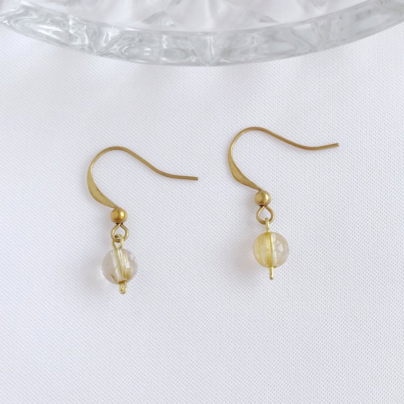 Classic beading. Bronze earrings with golden hair and crystals - ต่างหู - ทองแดงทองเหลือง สีทอง