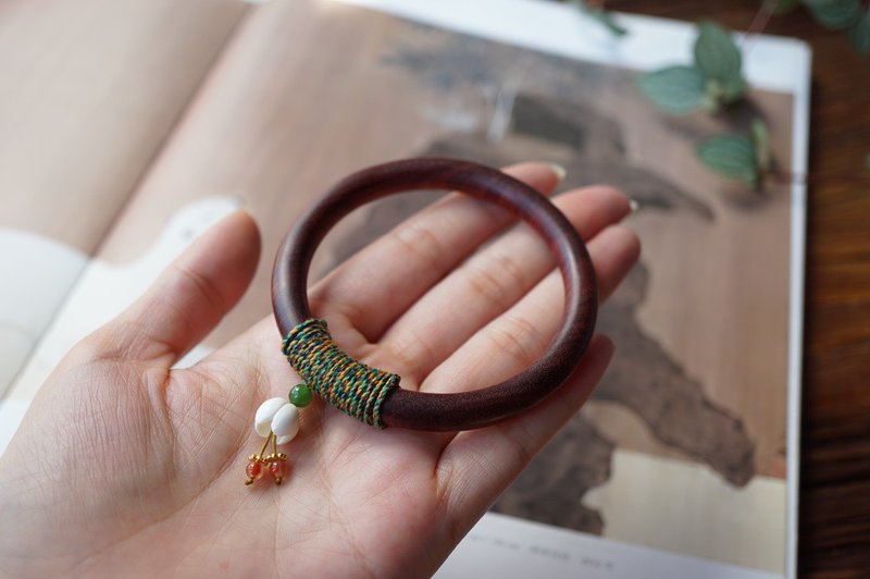 Natural native lobular rosewood mammoth teeth lily of the valley wooden bracelet - Bracelets - Wood Brown