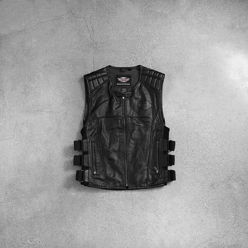 Vintage Harley 皮衣背心 / 古著外套、古著皮衣、復古皮衣 - 男夾克/外套 - 其他材質 黑色