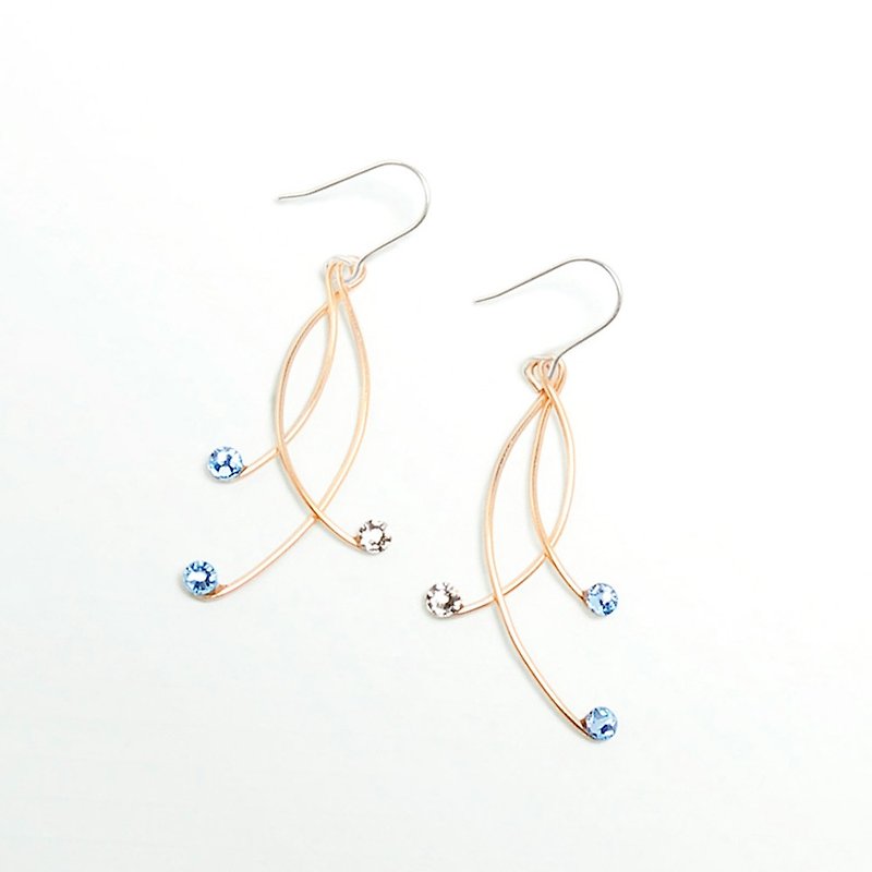 金色月光下純銀耳環/耳針/耳夾(一對 / 兩色可選) - 耳環/耳夾 - 寶石 藍色