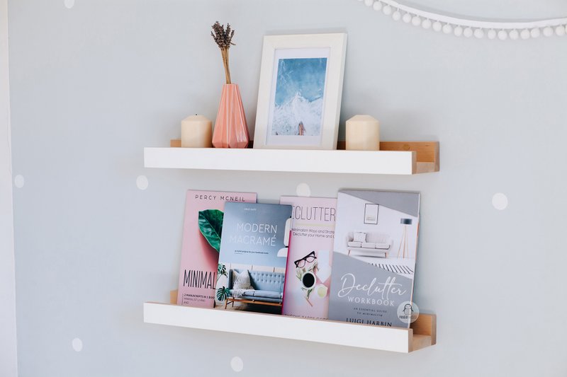Set of two Book Wall Shelves, Floating Shelf, Book Ledge, Wall Decor - 層架/置物架/置物籃 - 木頭 