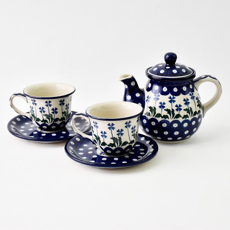 Polish handmade pottery cup and pot set (1 pot and 2 cups set) - ถ้วย - ดินเผา 