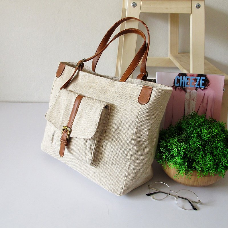 boom tote - natural[off white] - Clutch Bags - Cotton & Hemp White