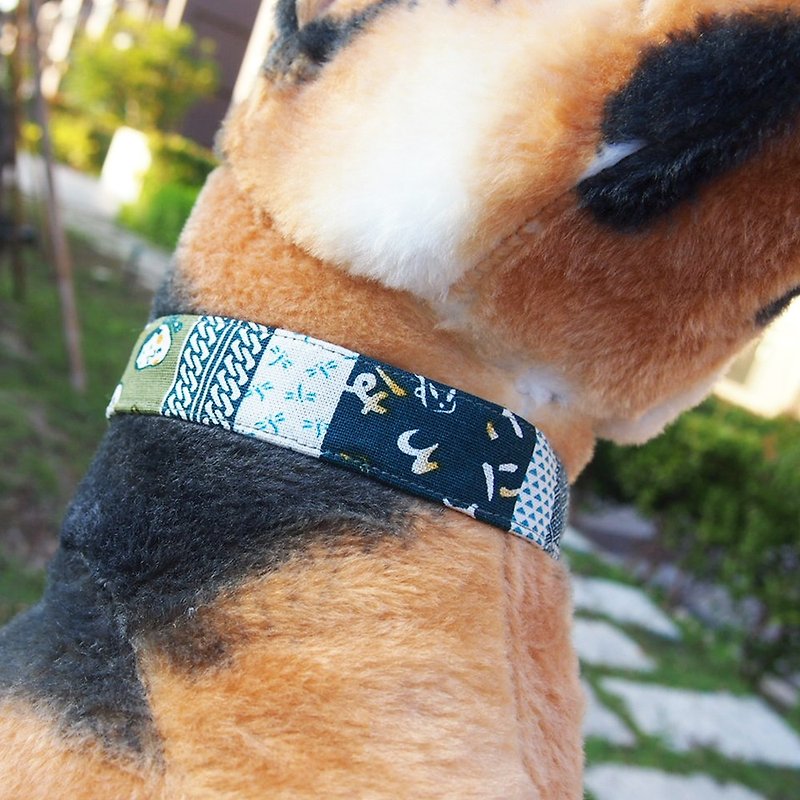 日本の能犬の首輪 - 首輪・リード - コットン・麻 グリーン