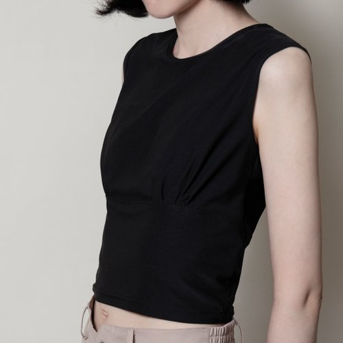 HN LAB SHEER BACK VEST TOP 簍空後背網布拼接彈性上衣