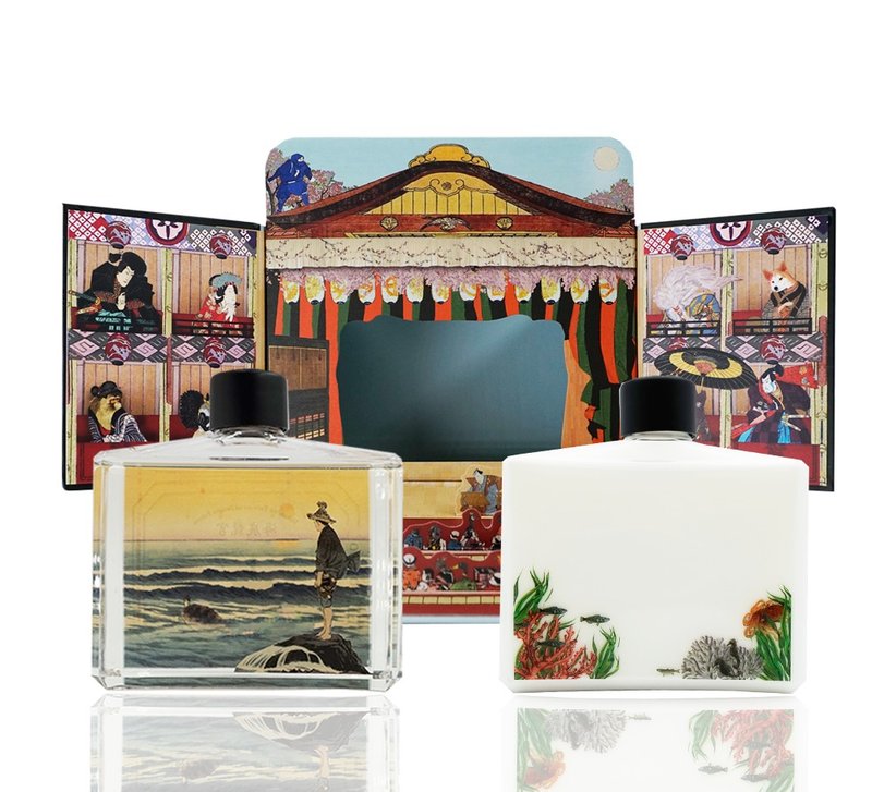 Theater Series/Undersea Dragon Palace-Double Bottle Gift Box-Oriental Wood Tone - Body Wash - Plants & Flowers 