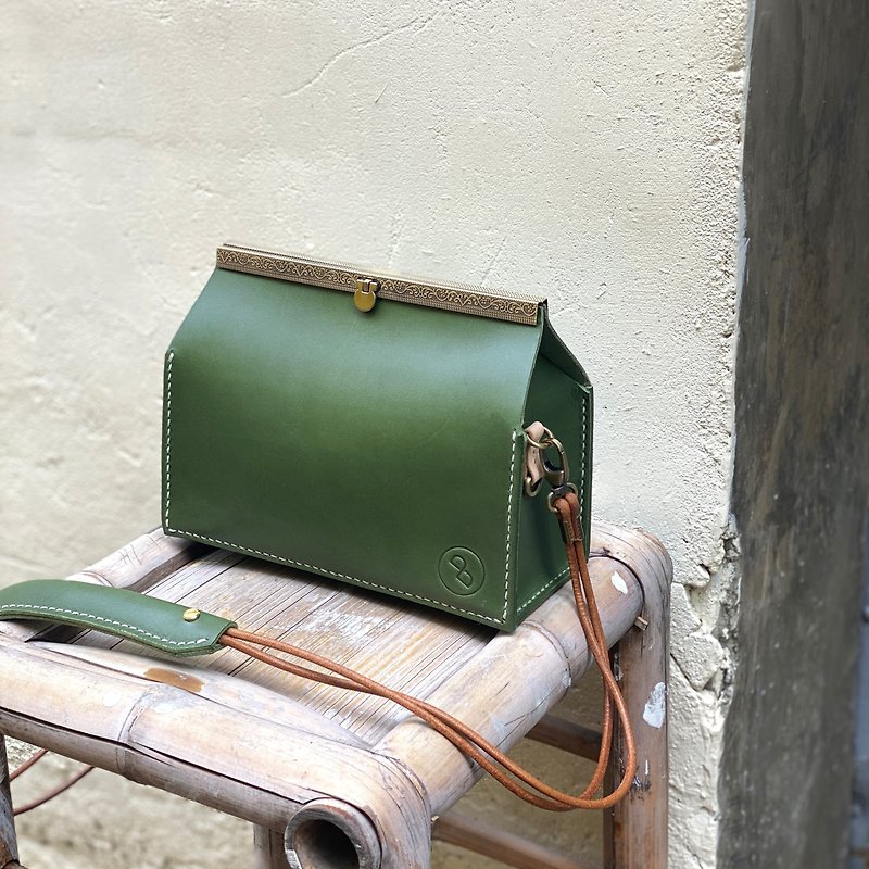 Handmade Vegetable Tanned Tetra Pak - Lucky Green (Gift Valentine's Day Christmas Gift) - Messenger Bags & Sling Bags - Genuine Leather Green