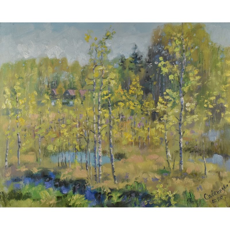 Spring Painting Nature Landscape Birch Trees Artwork Impressionism by Savenkova - 海報/掛畫/掛布 - 其他材質 多色