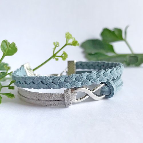 Anne Handmade Bracelets 安妮手作飾品 Infinity 永恆 手工製作 雙手環-灰藍 限量