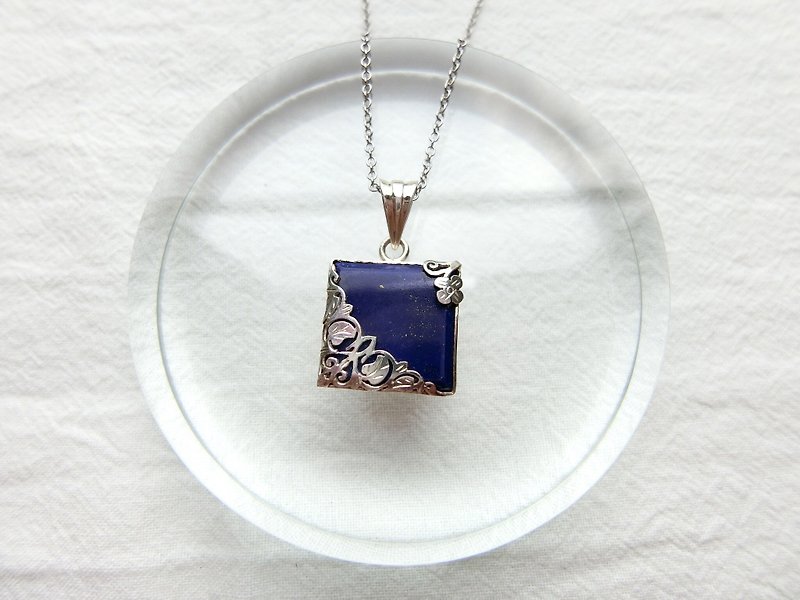 Lapis 925 sterling silver carved design necklace style 2 - Necklaces - Gemstone Silver