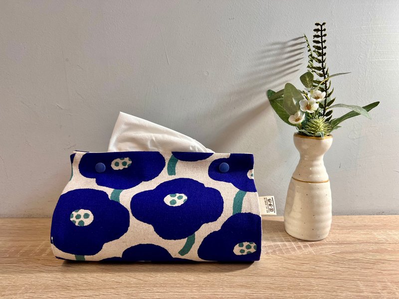 【現貨】藍花食光雙用餐墊 /面紙收納套/歐胖花系列 - 面紙盒 - 棉．麻 