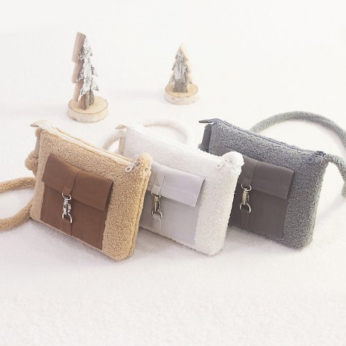 青鹿製包 冬新品 泰迪絨x帆布 3色 隨身挎包旅行小包 輕便實用 禮物包裝