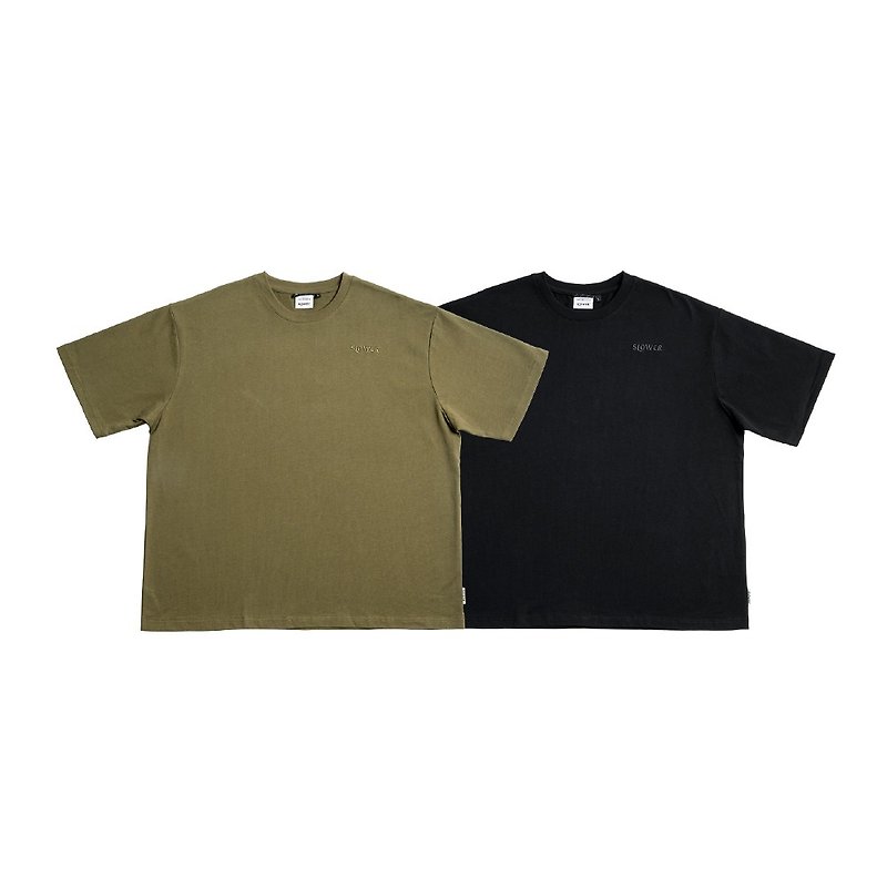 【Japan SLOWER】Embroidered LOGO short TEE - Men's T-Shirts & Tops - Cotton & Hemp Multicolor