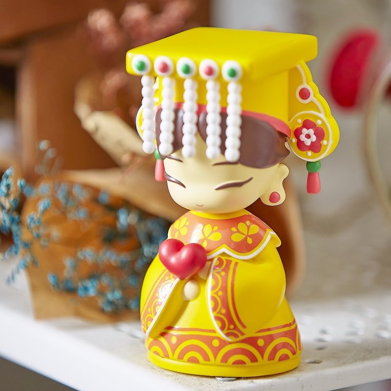 Super Q and Beautiful Mo Niang Goddess Doll (Peach Blossom Popularity Model) - Baishatun Mazu protects safety and cuteness - Items for Display - Resin Gold