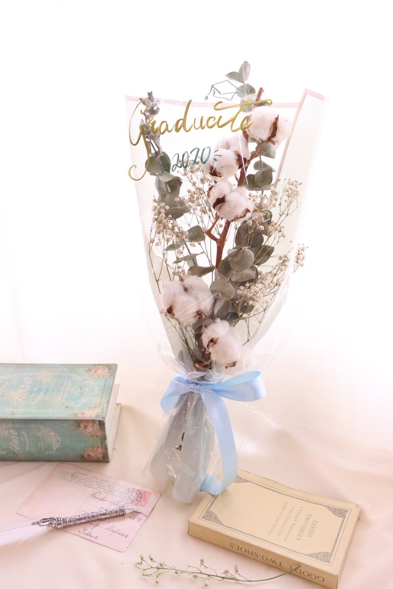 畢業禮物 畢業祝賀花束 棉花花束  小清新色調 - 乾燥花/永生花 - 植物．花 多色