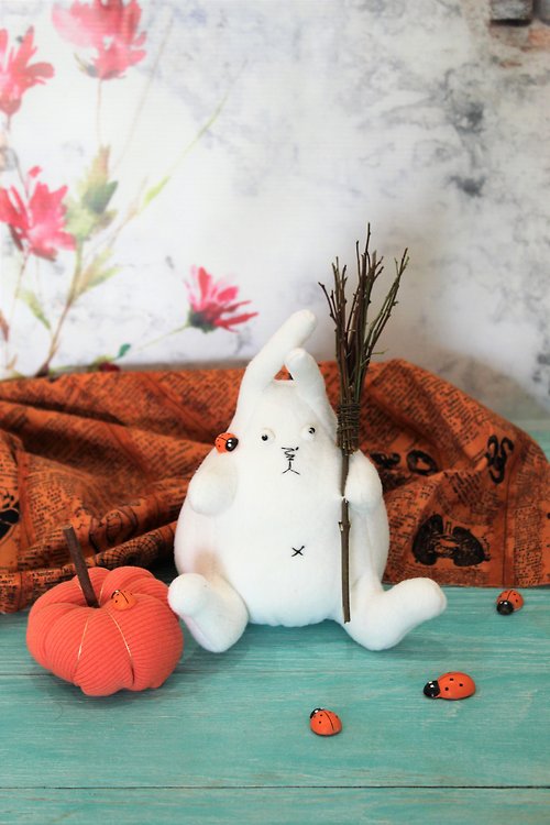 Hedgehog Dolls Crazy Bunny - Plush soft bunny toy, Halloween decor, funny gift for friend