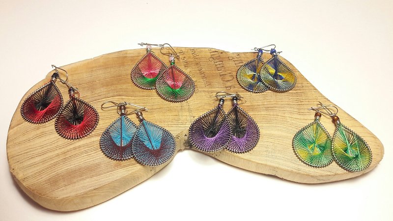 Water Drop Earrings - Multicolor - Earrings & Clip-ons - Cotton & Hemp Multicolor