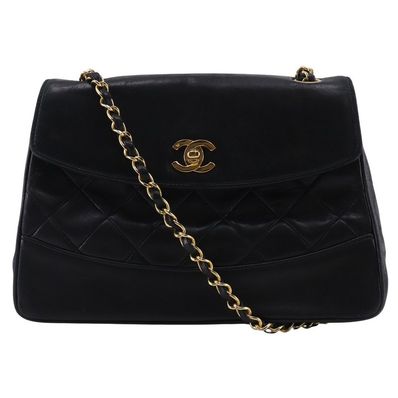 【日本直送】シャネル CHANEL マトラッセ ショルダーバッグ チェーンショルダー ヴィンテージ ラムスキン 黒 レディース【中古】 - 側背包/斜背包 - 真皮 黑色