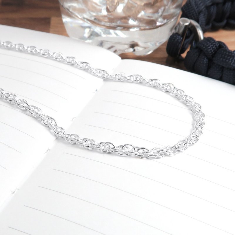 Sterling silver matching chain double buckle circle chain (3.0mm wide chain) 925 sterling silver custom length custom necklace - สร้อยคอ - เงินแท้ สีเงิน