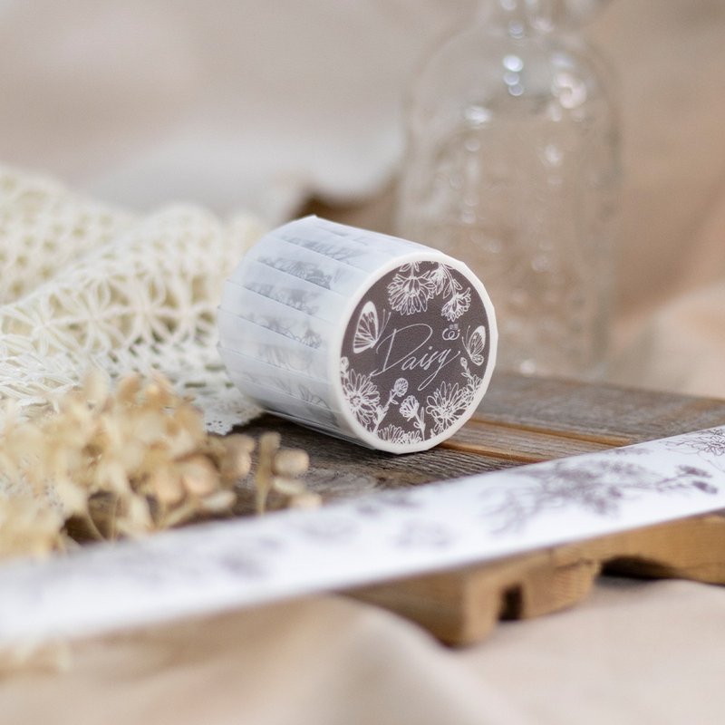 Daisy - 5cm Washi Tape ( Paper Tape ) - มาสกิ้งเทป - กระดาษ สีนำ้ตาล