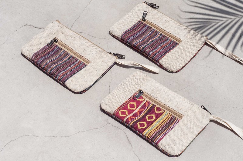 Pencil Cosmetic weaving national wind Linen cotton knit pencil pouch cell phone pocket - Walk in Morocco - Toiletry Bags & Pouches - Cotton & Hemp 