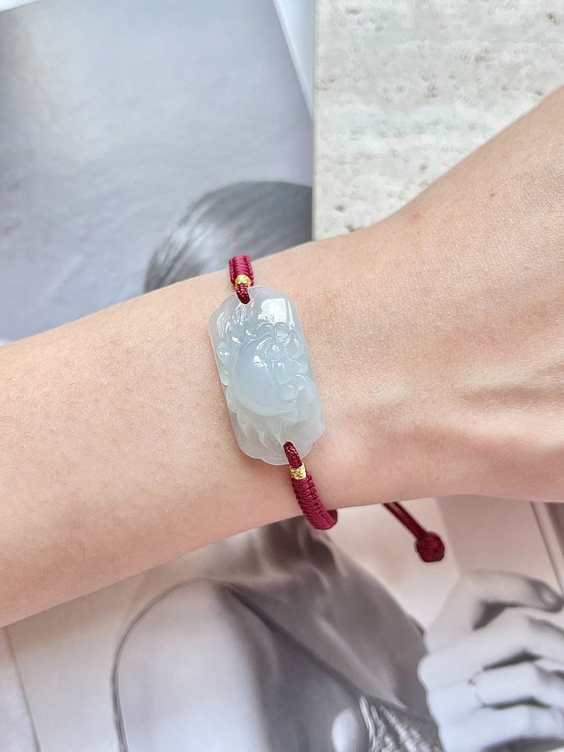 Natural Jadeite Type A - Icy White Jade Crab Bracelet - สร้อยข้อมือ - หยก ขาว