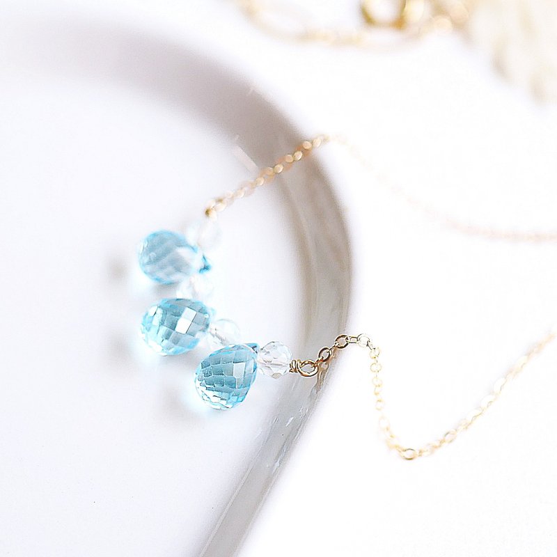 Light Jewelry Cool Ice Cube Azure Stone Necklace Crystal - Necklaces - Gemstone Blue