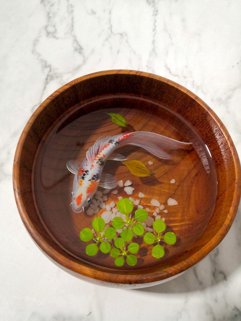 錦鯉送福 年年有餘 3D樹脂畫手繪 永生魚 可私人客製 買二送一 - 裝飾/擺設  - 樹脂 多色