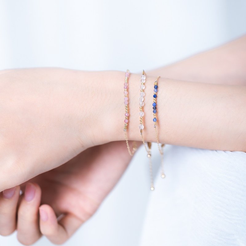 粉水晶摩斯密碼 14KGF手鍊 - 手鍊/手環 - 寶石 多色