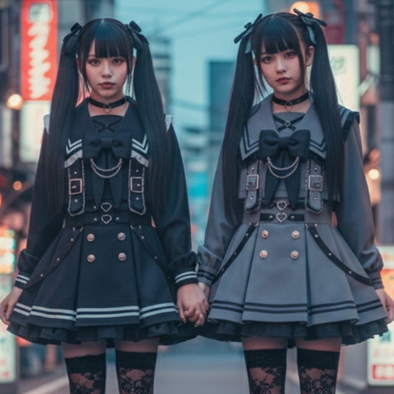 dark academia jirai kei preppy house of night cropped sailor uniform set JJ2560 - One Piece Dresses - Other Man-Made Fibers 