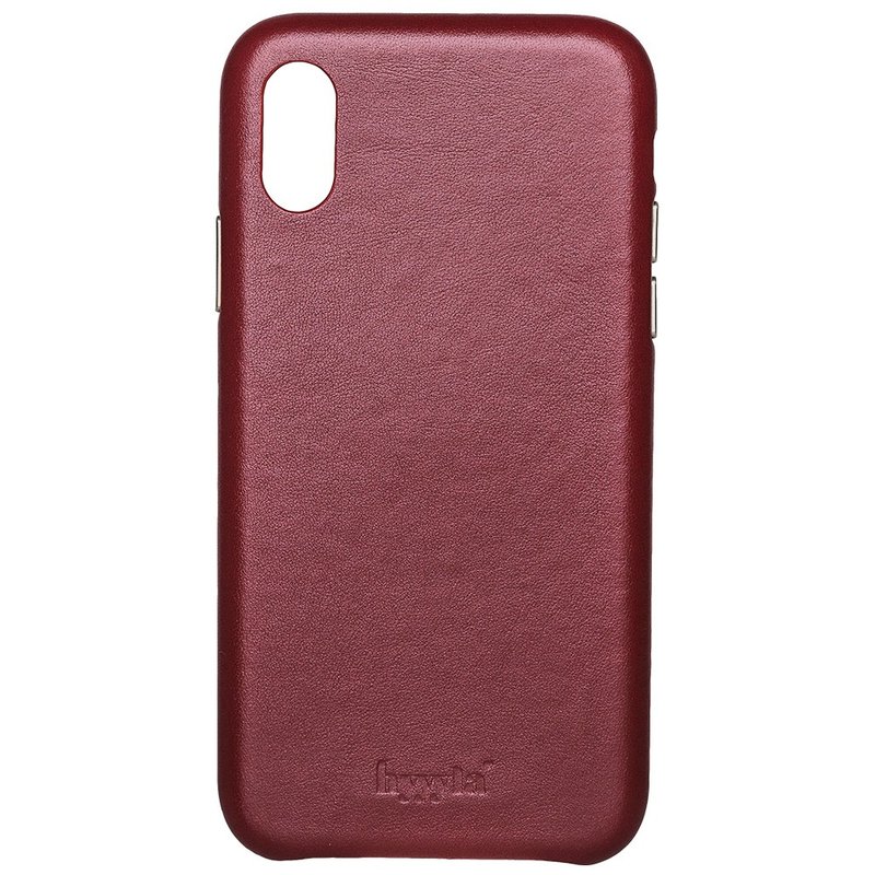 Hyyyla iPhone X/XS dark red leather phone case [customizable English name] - Phone Cases - Genuine Leather 