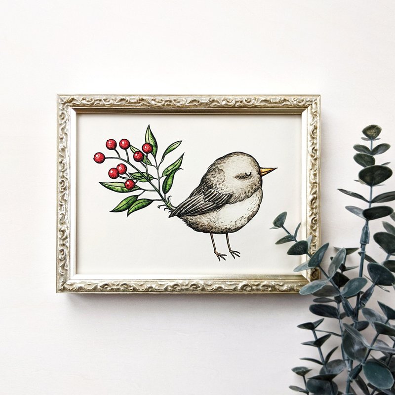 2L 南天鳥 アートプリント/イラスト複製画 - 海報/掛畫/掛布 - 紙 灰色