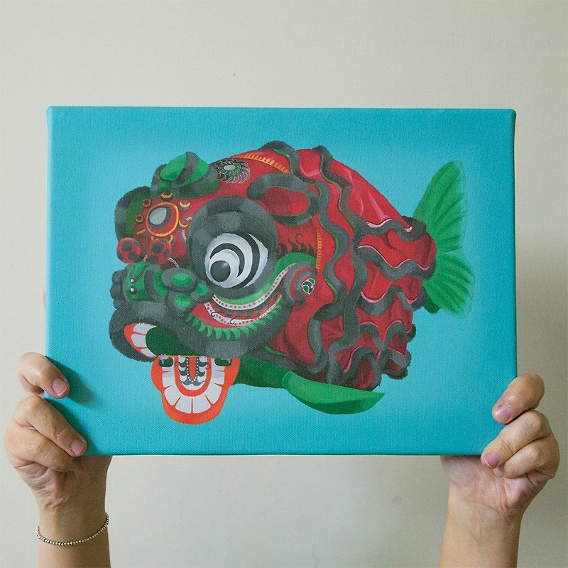 廣東獅金魚lion dance fish/數位微噴/限量/藝術版畫 - 海報/掛畫/掛布 - 其他材質 綠色