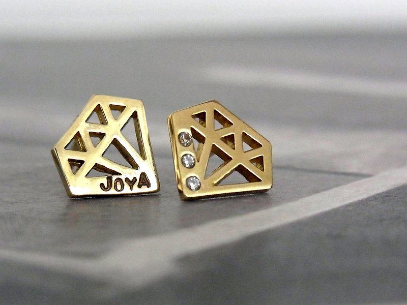 Jewelry motif earrings / brass - Earrings & Clip-ons - Copper & Brass Gold