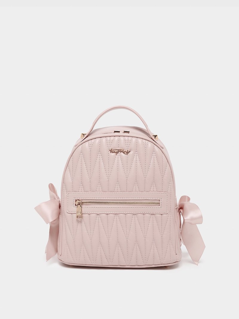 Cute ribbon bow backpack (pink) - กระเป๋าเป้สะพายหลัง - วัสดุอื่นๆ สึชมพู