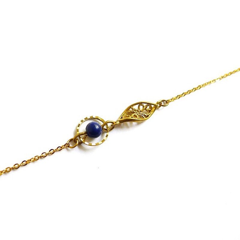 Ficelle | Handmade Brass Natural Stone Bracelet | [Lapis lazuli] Bohemian Fine Chain - Bracelets - Gemstone 