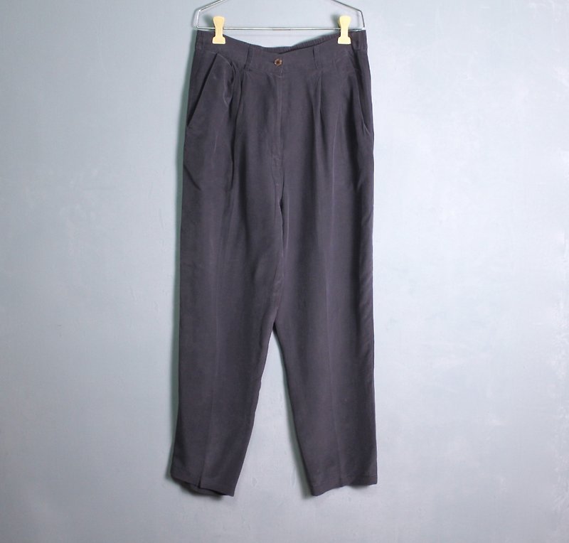 FOAK vintage Italian iron gray blue silk trousers - กางเกงขายาว - ผ้าไหม 