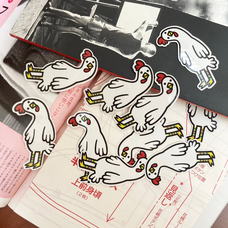 Clearance special price A large group of thinking chickens (10 pieces) sold out and out of print - สติกเกอร์ - วัสดุกันนำ้ ขาว