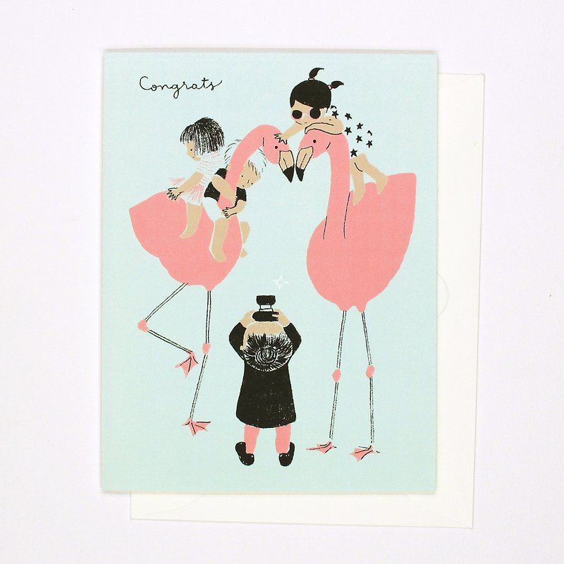 Flamingoes - Congrats Card - Cards & Postcards - Paper Blue