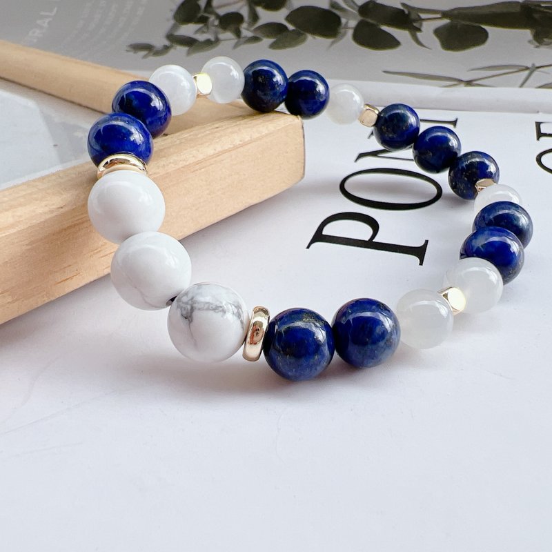 Lapis Lazuli | White Turquoise | White Moonlight | Customized Bracelet - สร้อยข้อมือ - คริสตัล 